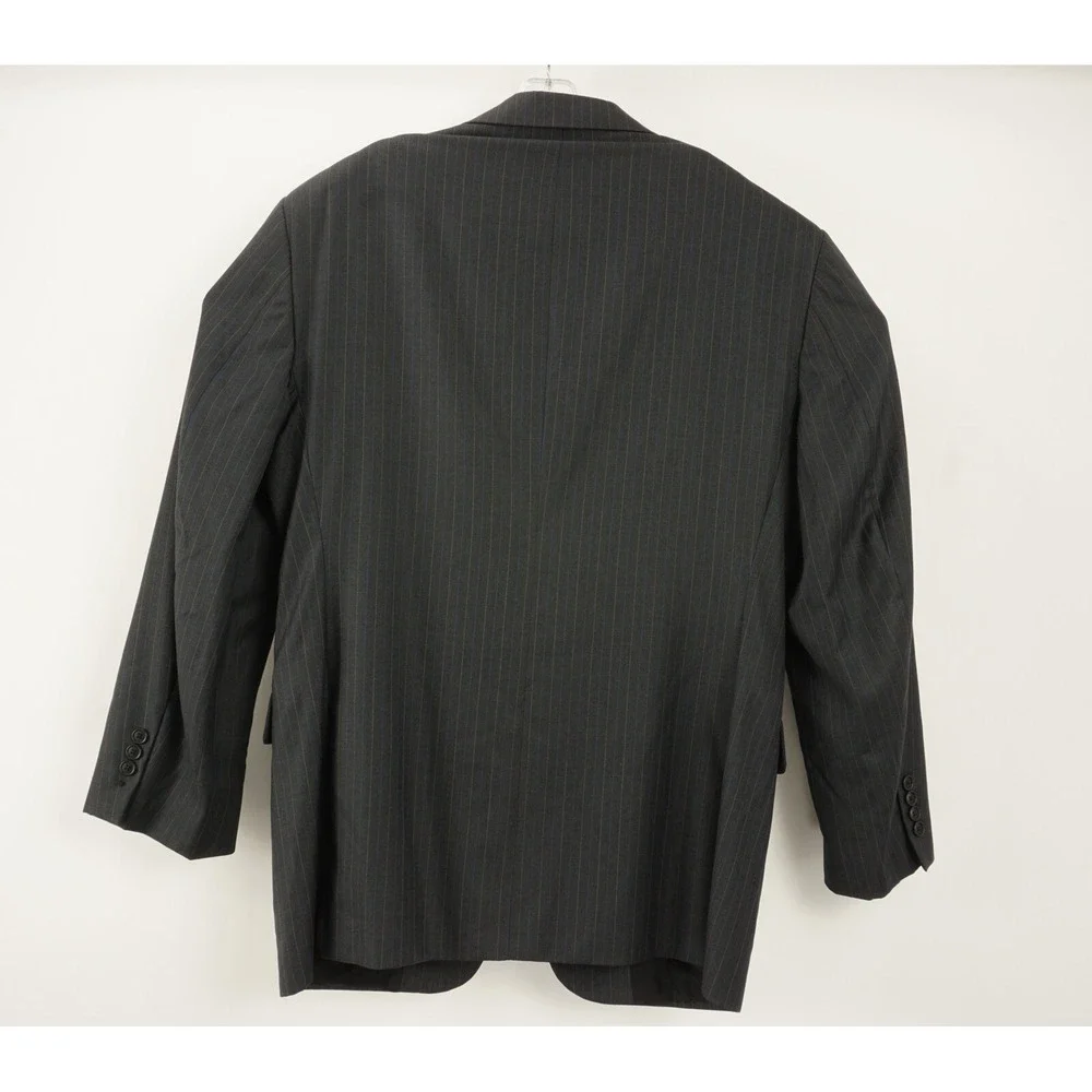 Ermenegildo Zegna 15 Microns Men's 44R Charcoal Gray Blue Stripe Lined Blazer
